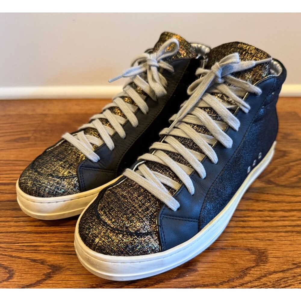 P448 Skate Metallic Black High Top Sneakers  Womens Size US 8.5-9 EU 38 EUC